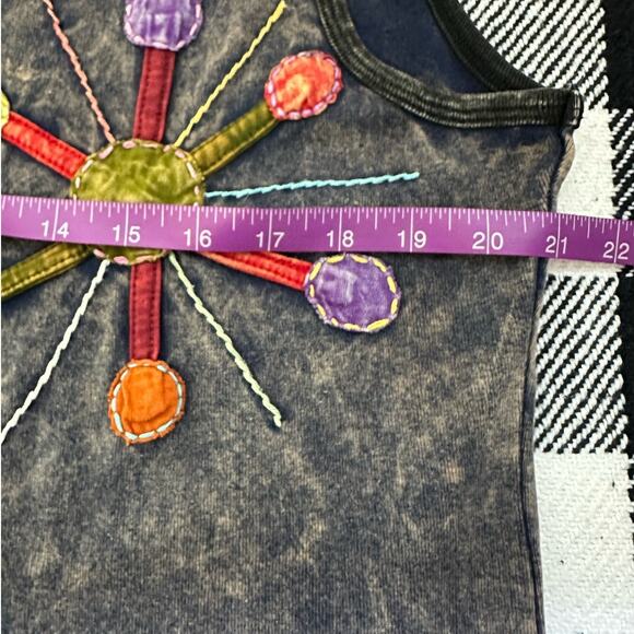 Rising International Blue Embroidered Zip Front Vest Top Size L (Measure… - Picture 5 of 6